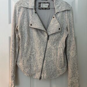 Chic Cream Patterned Women's Jacket